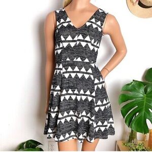 H&M fit and flare patterned dress size M